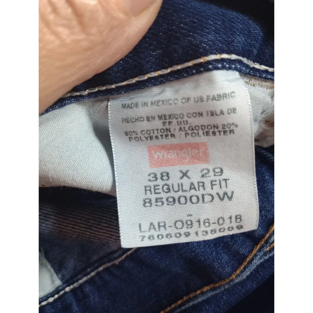 Wrangler Regular Fit Mens Jeans 38x29 Blue Denim Western Classic 85900DW Medium